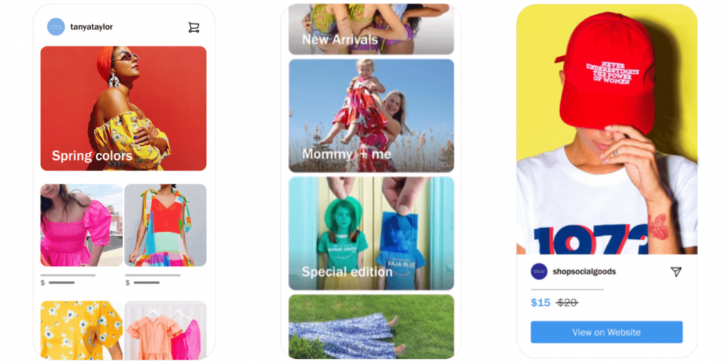 Instagram Shop, Instagram Collections, and Instagram Promotion features available on Instagram for eCommerce