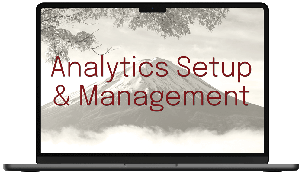 Laptop with Analytics Setup & Management text