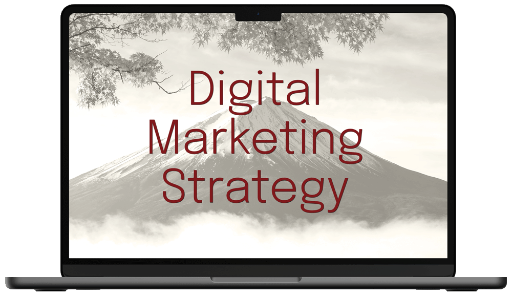 Laptop with Digital Marketing Strategy text