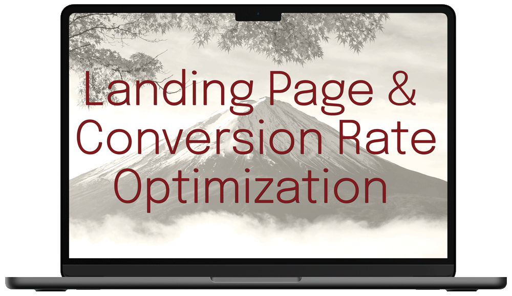 Laptop with Landing Page & Conversion Rate Optimization text